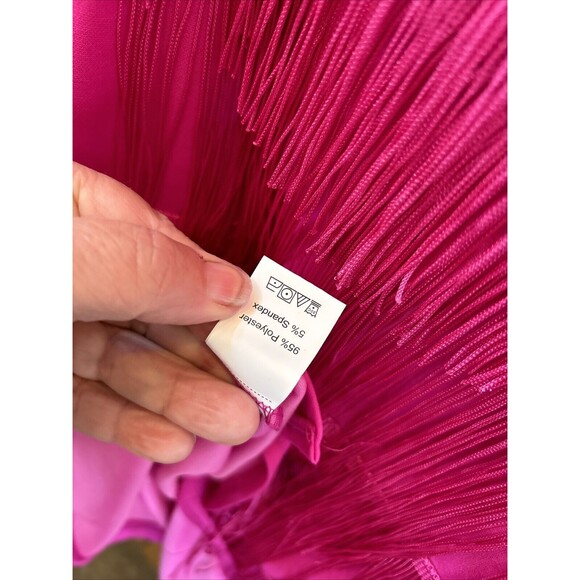 Aomei Women L Tiered Fringe High Waist Pencil Skirt Pink Cha-Cha Skirt New Zip - Picture 13 of 15